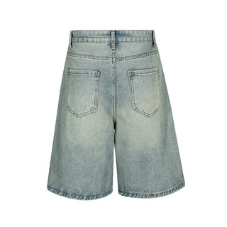 Retro Ripped Distressed Denim Shorts For Men Phosgene