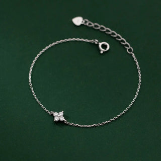 S925 Sterling Silver Diamond Four-leaf Clover Bracelet Phosgene