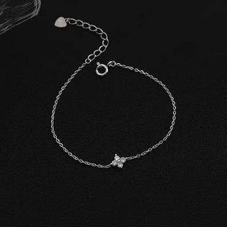 S925 Sterling Silver Diamond Four-leaf Clover Bracelet Phosgene