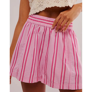 Striped Casual Elastic Pocket Beach Shorts For Women Phosgene