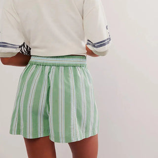 Striped Casual Elastic Pocket Beach Shorts For Women Phosgene