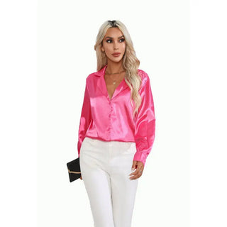 Suit Collar Satin Shirt For Women Phosgene