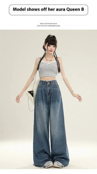 Summer Design Super Wide Slimming Waist Loose Drooping Mop Pants Phosgene