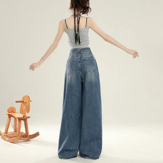 Summer Design Super Wide Slimming Waist Loose Drooping Mop Pants Phosgene