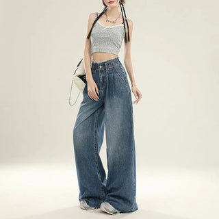 Summer Design Super Wide Slimming Waist Loose Drooping Mop Pants Phosgene