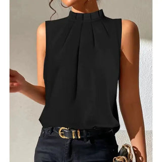 Summer Simple Black Casual Sleeveless Slim Vest Phosgene