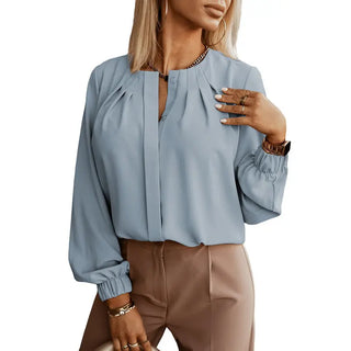 Thin Casual All-match Solid Color Shirt For Women Summer New Phosgene