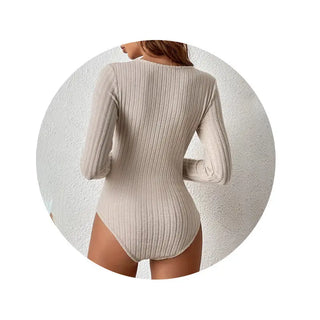 V-neck Long Sleeve Sunken Stripe One-piece Autumn And Winter Women Phosgene