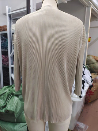 Vertical Striped Puff Sleeve Slim Knitwear Short Sleeve Top Phosgene