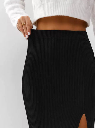 Women's Black Straight Split Skirt Phosgene