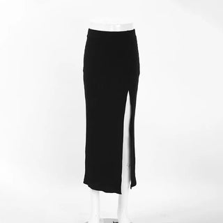 Women's Black Straight Split Skirt Phosgene