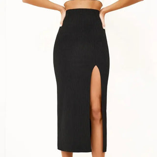 Women's Black Straight Split Skirt Phosgene