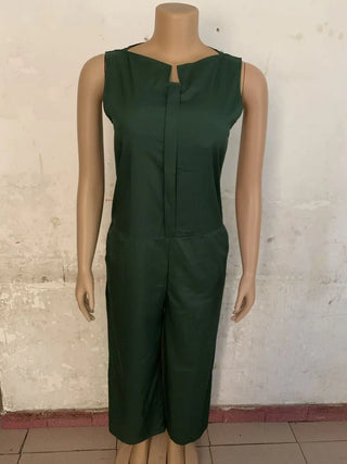 Women's Classic Solid Color Sleeveless Jumpsuit Phosgene