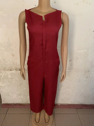 Women's Classic Solid Color Sleeveless Jumpsuit Phosgene