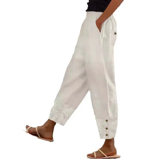 Women's Cropped Pants Casual Loose All-matching Elastic Waistband Trousers Phosgene