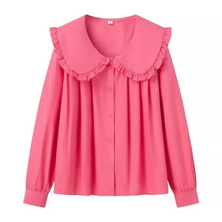 Women's Doll Collar Long-sleeved Casual Shirt Phosgene