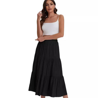 Women's Elastic High Waist Long Skirt Drawstring A- Line Phosgene