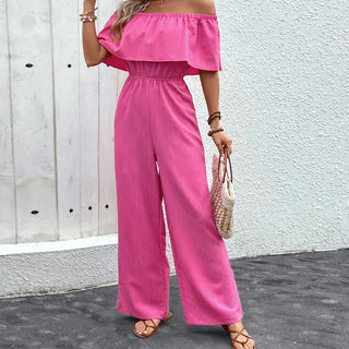 Women's Fashion Off-shoulder Solid Color Jumpsuit Phosgene