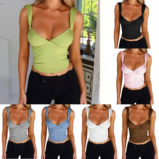 Women's Fashion Suspenders Top V-neck Backless T-shirt Vest Phosgene