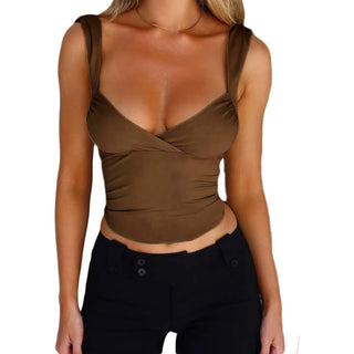 Women's Fashion Suspenders Top V-neck Backless T-shirt Vest Phosgene