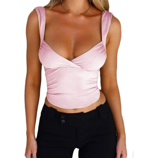 Women's Fashion Suspenders Top V-neck Backless T-shirt Vest Phosgene