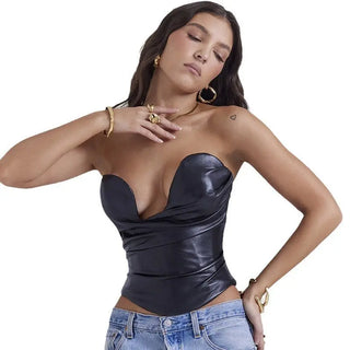 Women's Fashionable Deep V-neck Banquet Tube Top Phosgene