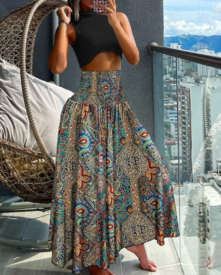 Women's High Waist Print Loose All-match Dress Phosgene