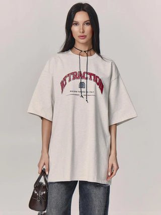 Women's Letter Printed T-shirt Loose Shoulder Phosgene