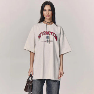 Women's Letter Printed T-shirt Loose Shoulder Phosgene