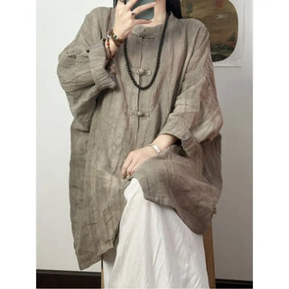 Women's Loose Fitting Chinese Style Cool Feeling Shirt Phosgene