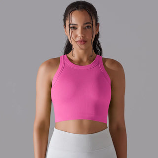 Women's Sleeveless Vest Running Fitness Seamless Knitted Sports Top Phosgene