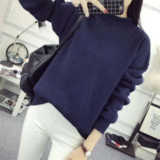 Women's Solid Color Plush Small Standing Collar Pullover Hoodie Phosgene