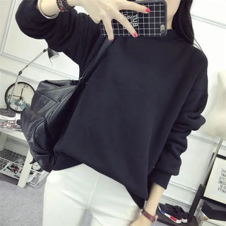 Women's Solid Color Plush Small Standing Collar Pullover Hoodie Phosgene