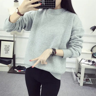 Women's Solid Color Plush Small Standing Collar Pullover Hoodie Phosgene