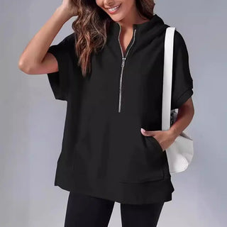 Women's Three-point Short-sleeved Hooded Sweater Phosgene