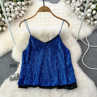 Women's Versatile Loose Sequin Camisole Vest Phosgene