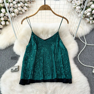 Women's Versatile Loose Sequin Camisole Vest Phosgene