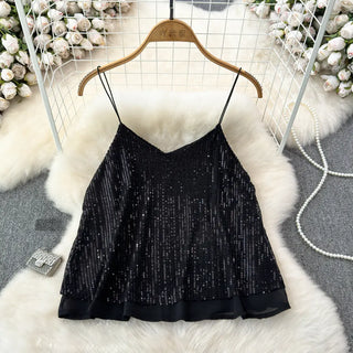 Women's Versatile Loose Sequin Camisole Vest Phosgene