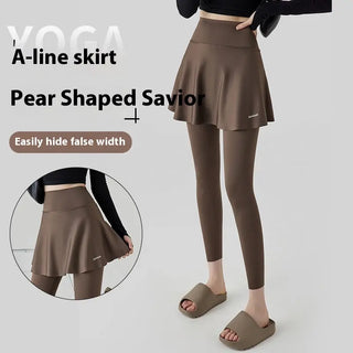 Yoga Culottes For Women High Waist Hip Lift Outer Wear Spring And Autumn Thin Fake Two-piece Skort Phosgene