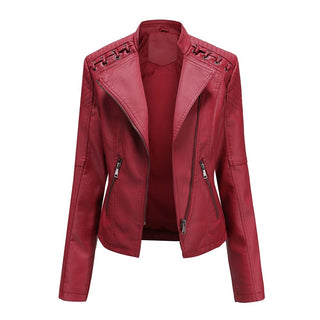 Slim Fit Thin Leather Coat Women's Motorcycle Clothing - Phosgene