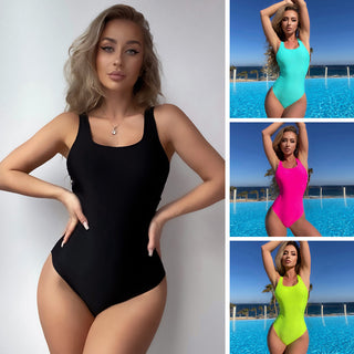 Women's Fashion Siamese Fit Solid Color Swimsuit - Phosgene