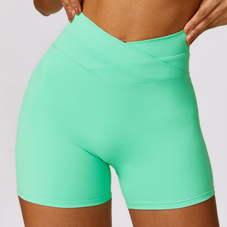 Skinny Hip Raise Yoga Shorts Brushed Cross High-waisted Trousers Phosgene