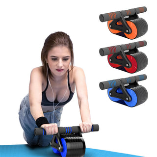 Double Wheel Abdominal Exerciser Women Men Automatic Rebound Ab Wheel Roller Waist Trainer Gym Sports Home Exercise Devices - Phosgene