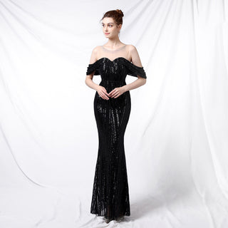 Long Sequined Long Dress With Front And Back - Phosgene