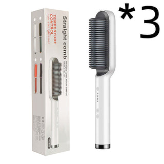 New 2 In 1 Hair Straightener Hot Comb Negative Ion Curling Tong Dual-purpose Electric Hair Brush - Phosgene