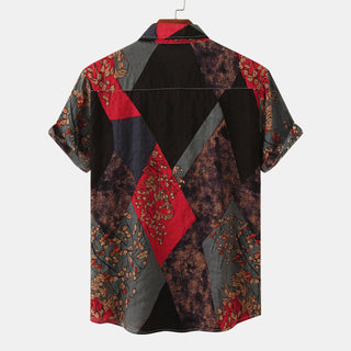 Men's Casual Short Sleeve Floral Shirt Camo Phosgene