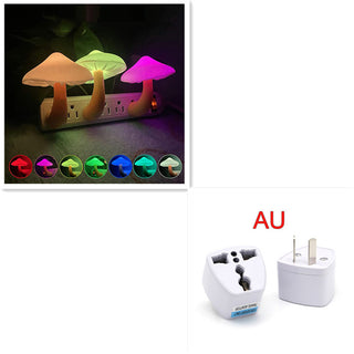 LED Night Light Mushroom Wall Socket Lamp EU US Plug Warm White Light-control Sensor Bedroom Light Home Decoration - Phosgene