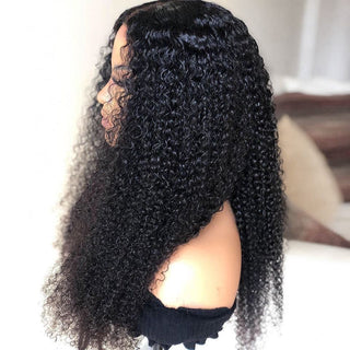 Density Long Kinky Curly Wig Lace Front Human Hair Fluffy - Phosgene