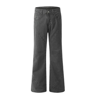 Washed And Worn Denim Bootcut Trousers Male Phosgene