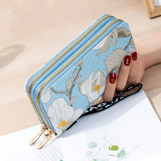 Long Double Zipper Flower Large-capacity Wallet Phosgene